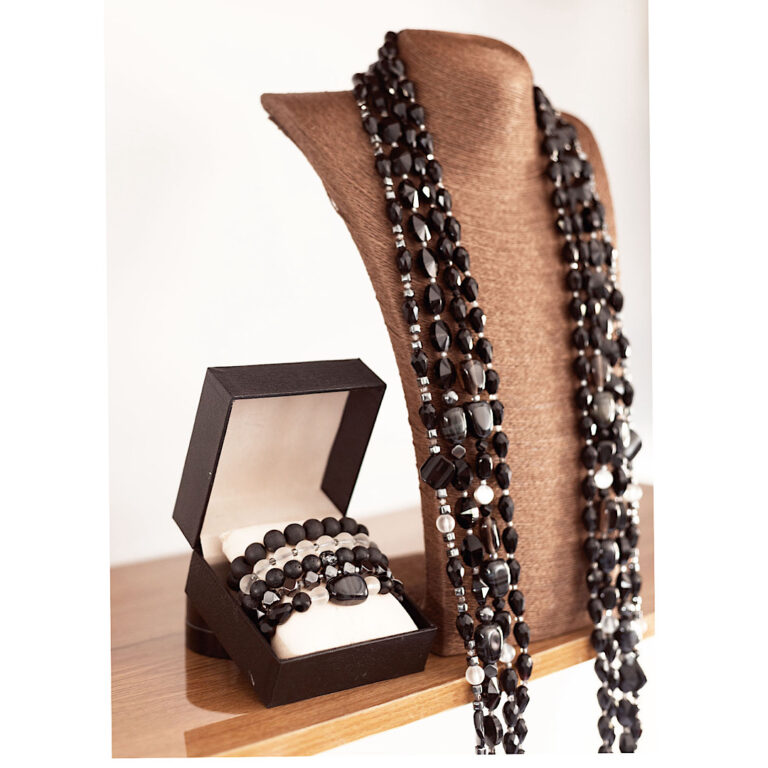 Obsidian Lineage by The Indulgence – Jet Black Native Bead Necklace