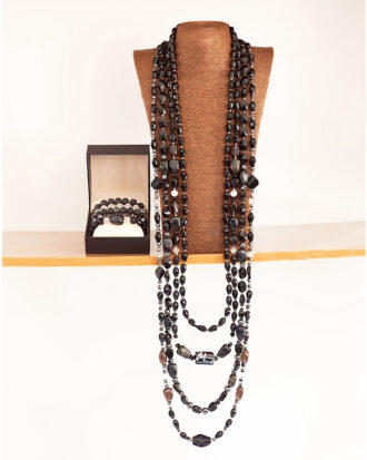 Obsidian Lineage by The Indulgence – Jet Black Native Bead Necklace
