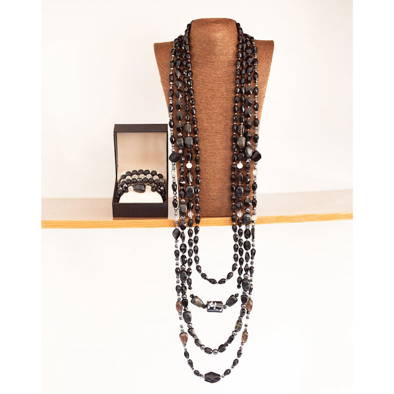 Obsidian Lineage by The Indulgence – Jet Black Native Bead Necklace