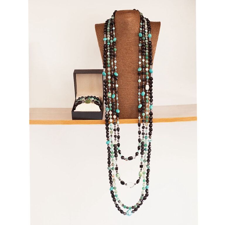 Emerald Omen by The Indulgence – Green & Black Layered neck Bead Set with Bracelet