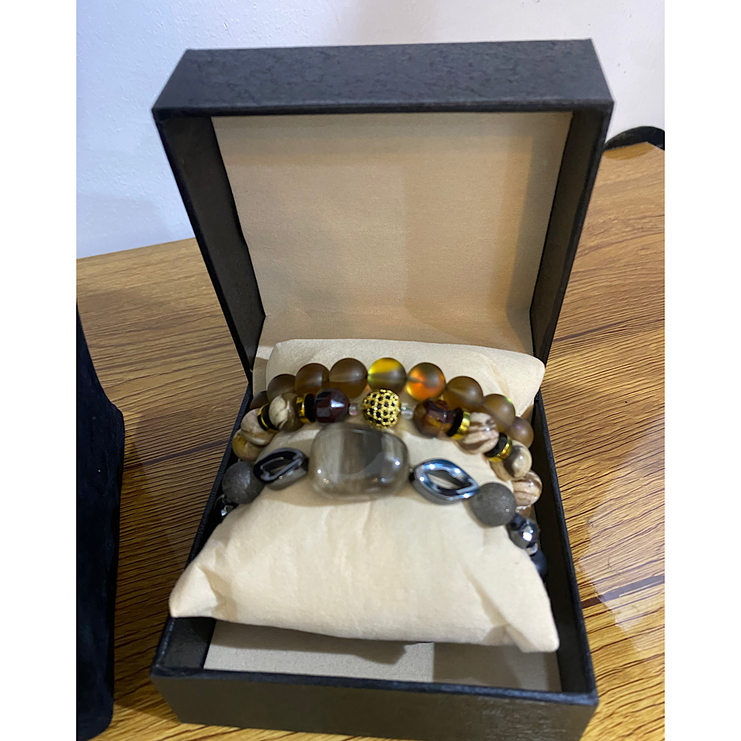 Oba Sango Legacy- Agate Men’s Neck Bead Bracelet Set - The Indulgence - Image 3