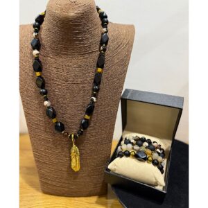 Odenigbo's Eagle Onyx Men’s Neck Bead Bracelet Set - The Indulgence