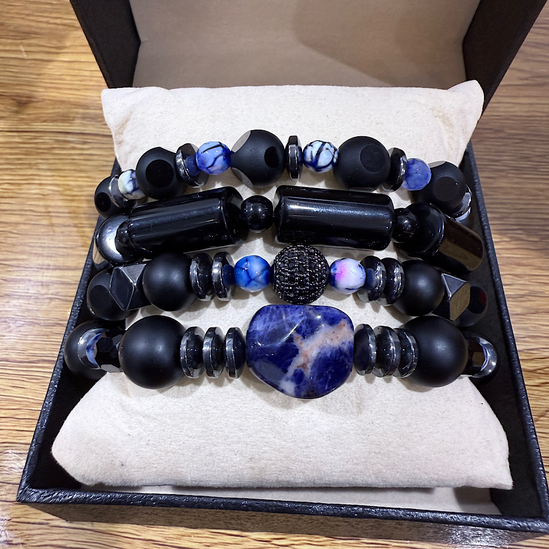 Oba Oro Sodalite Men’s Neck Bead Bracelet Set - The Indulgence - Image 2