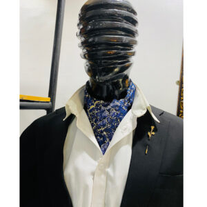 Blue Floral Silk Ascot Cravat Tie - Mr Demola by The Indulgence