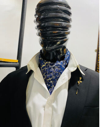 Blue Floral Silk Ascot Cravat Tie - Mr Demola by The Indulgence