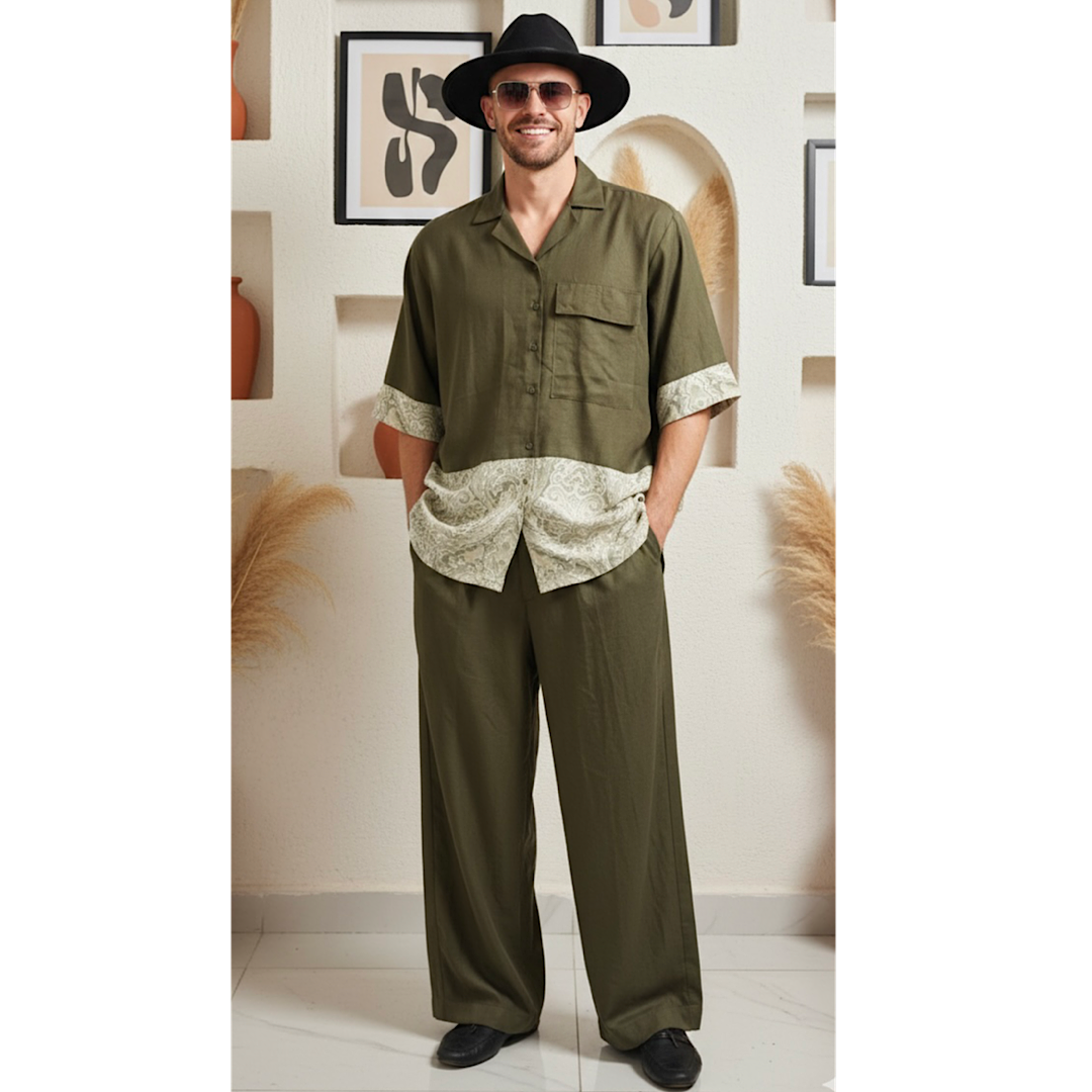 Army Green 2 piece (3/4 Sleeve ) Mensah