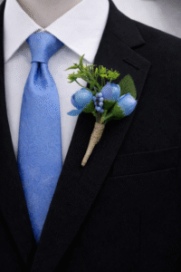 Blue Floral Boutonniere for Men – Wedding Lapel Flower | Premium Groom Accessory