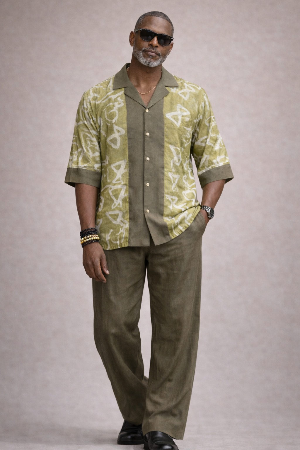 Army green mens two piece papayy 3