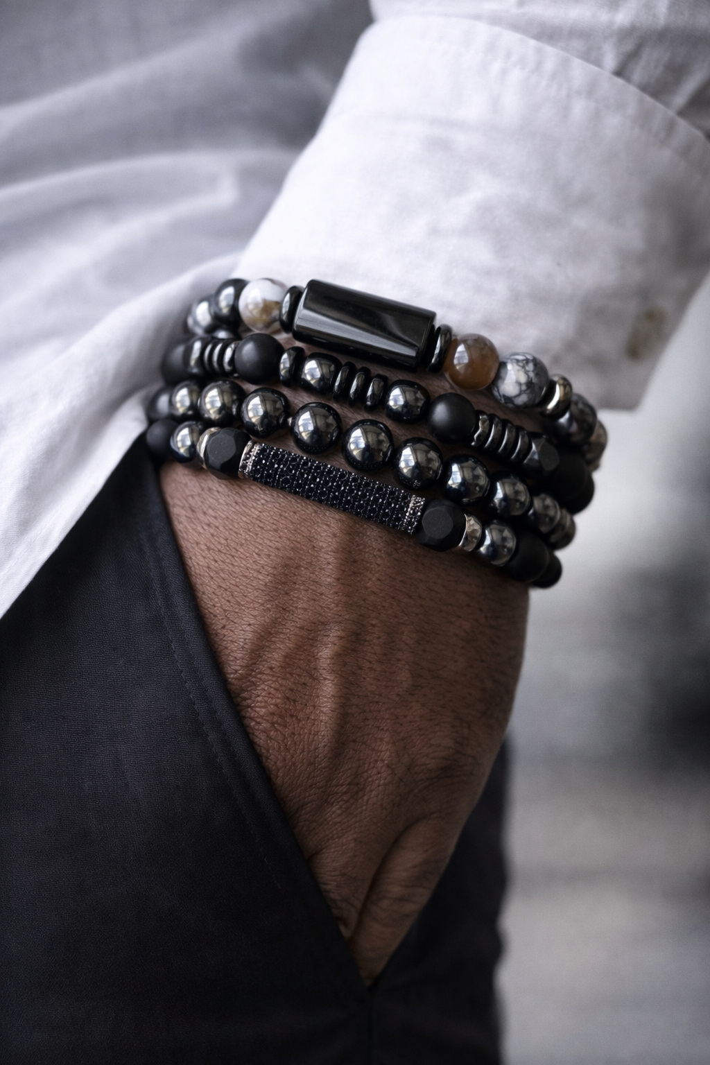 Dalmatian bead Mens Bracelet Set (Mohammed)