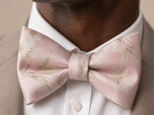 Blush Floral Satin Bow Tie