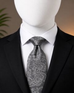 Grey Paisley Men’s Tie (The Indulgence)