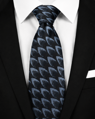 Akinola men’s Ankara tie in blue and black patterned print