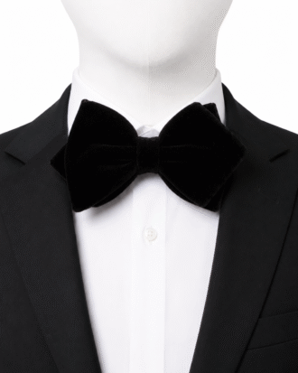 Black Classic Diamond Velvet Bow Tie by The Indulgence