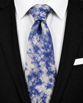 Dayo men’s Ankara tie in blue and cream abstract print