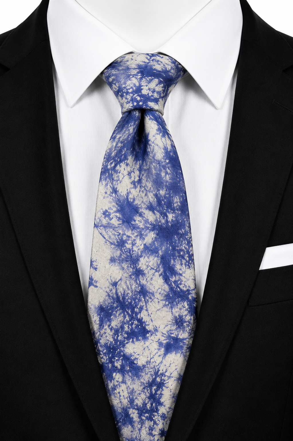 Dayo men’s Ankara tie in blue and cream abstract print