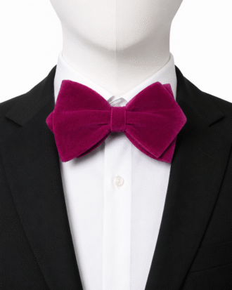 Fuchsia Classic Diamond Velvet Bow Tie by The Indulgence