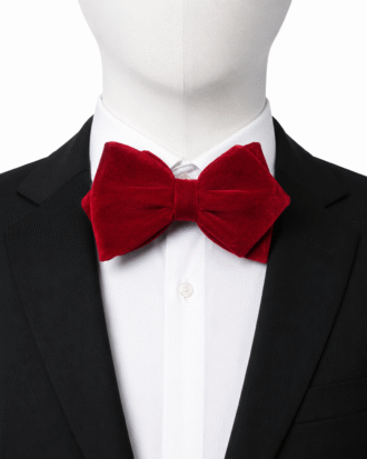 Red Classic Diamond Velvet Bow Tie by The Indulgence