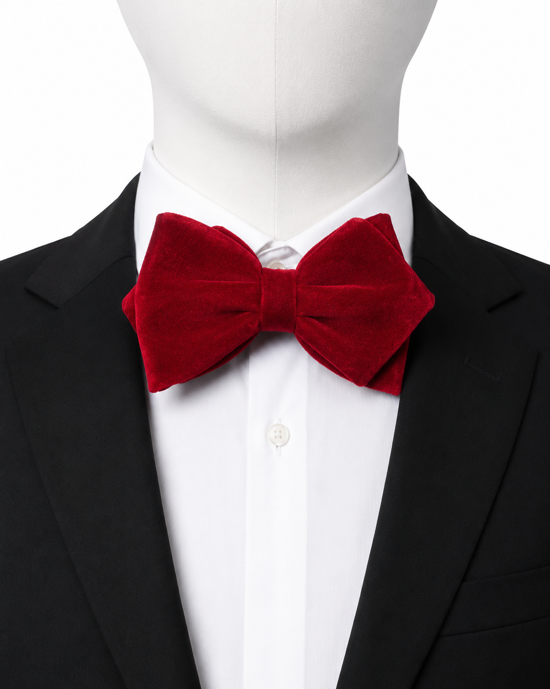 Red Classic Diamond Velvet Bow Tie by The Indulgence