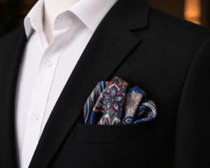 Rotimi Navy Paisley Pocket Square