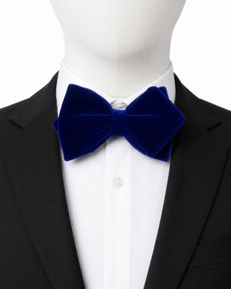 Royal Blue Classic Diamond Velvet Bow Tie by The Indulgence