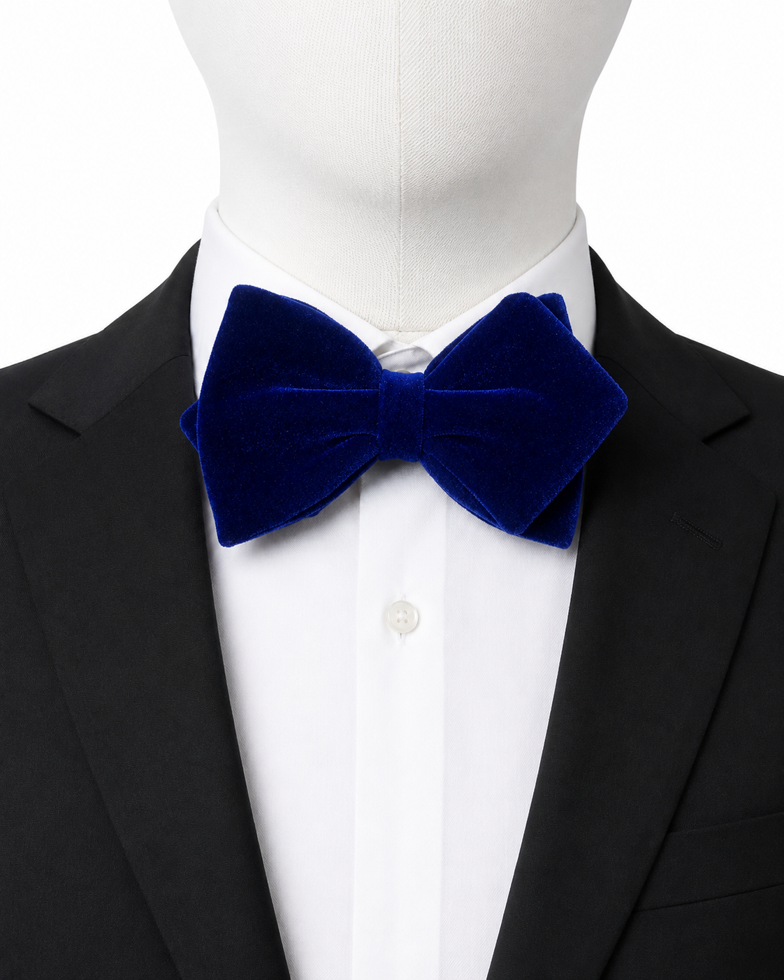 Royal Blue Classic Diamond Velvet Bow Tie by The Indulgence